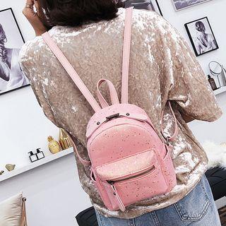 Mini Sequined Faux-leather Backpack