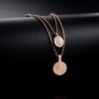 Smiley Pendant Layered Alloy Necklace Rose Gold - One Size