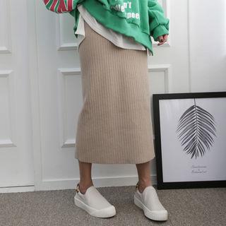H-line Ribbed Mini Knit Skirt