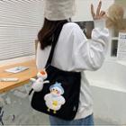 Cartoon Duck Embroidered Shoulder Bag