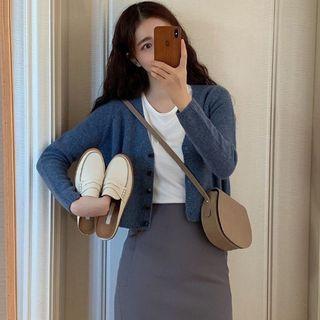 Set: Button Cardigan + Midi Sheath Skirt