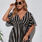 Plus Size Short-sleeve Striped Dress