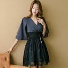 Sheer Lace Mini Hanbok Skirt Black - One Size