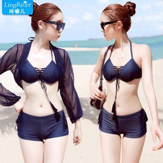 Set: Tasseled Bikini + Mesh Cover-up