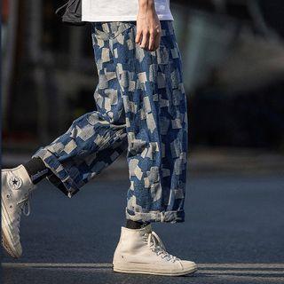 Plaid Straight-leg Jeans