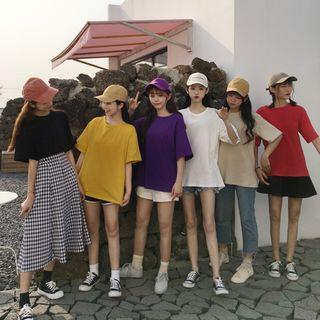 Elbow-sleeve Cutout Oversized Top