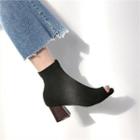 Open-toe Block-heel Ankle Boots In 2 Designs