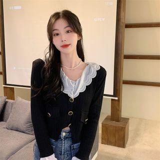 Collar Scallop Trim Sweater