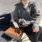 Mock-neck Faux Shearling Knit Cardigan