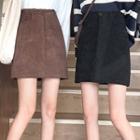 High-waist Corduroy Mini A-line Skirt