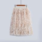 Beaded Applique A-line Skirt