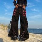 High-waist Loose-fit Mesh Panel Wide-leg Pants