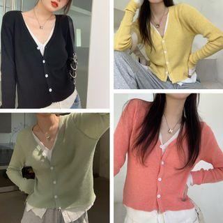 Mock Two-piece Slim-fit Knit Top