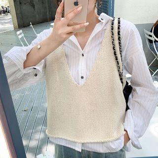 Set: Knit Vest + Midi Knit Pinafore Dress