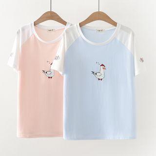 Short-sleeve Duck Print Raglan T-shirt