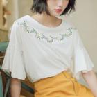 Flare Short-sleeve Embroidered T-shirt