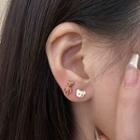 3 Pair Set: Bear / Bow Alloy Earring Set - Coffee & White - One Size