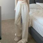 Checkered Cutout Slit-hem Straight Leg Pants