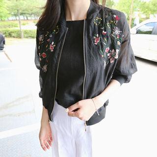 Floral Embroidered Sheer Jacket