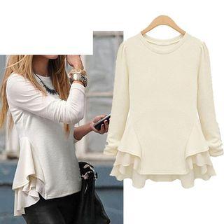 Frilled Long-sleeve Chiffon Top