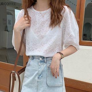 Elbow Sleeve Lace Blouse