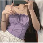 Frilled Slim-fit Camisole Top Purple - One Size