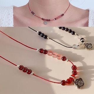 Alloy Pendant Gemstone Bead Pendant String Necklace