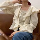 Ruffled Ruched Blouse Almond - One Size