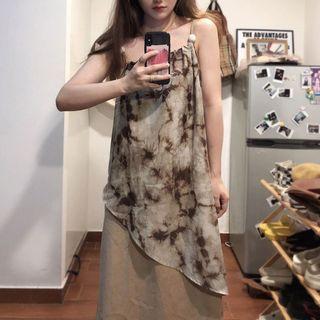 Spaghetti-strap Tie-dye Mock Two Piece Maxi Dress