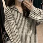 Stripe Cable Knit Top Gray - One Size