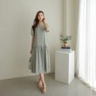 Puff-shoulder Drop-waist Dress