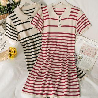 Striped Slim-fit Mini Polo Dress