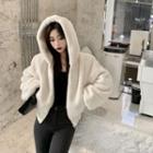 Cropped Fluffy Zip-up Hoodie