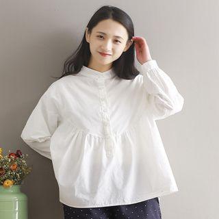Band-collar Long-sleeve Blouse
