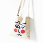 Face Print Canvas Tote Bag Beige - One Size