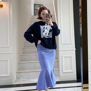 Set: Mickey Mouse Print Sweatshirt + Mermaid Skirt