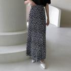 Leopard Maxi Pleated Skirt