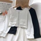 Square-neck Zip-up Blouse