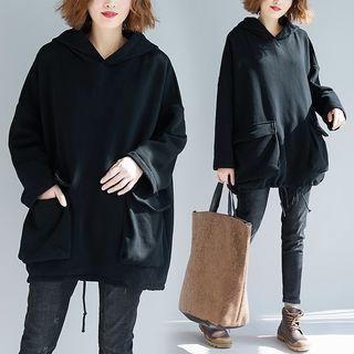Pocket-detail Hoodie Black - One Size