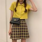 Short-sleeve Collared Top / Mini Skirt