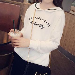Lettering Collared Pullover