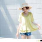 Double Layer V-neck Short Sleeve Top