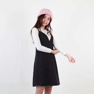 Spaghetti-strap Wool Blend A-line Dress