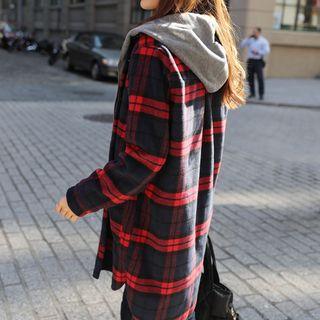 Set: Wool Blend Check Jacket + Hooded Vest