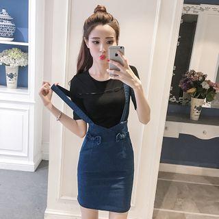 Bow Denim Jumper Skirt