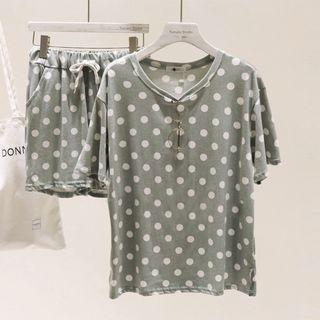 Lounge Set: Short-sleeve Dotted T-shirt + Shorts