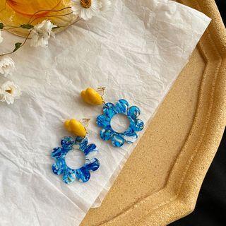 Heart Flower Drop Earring / Clip-on Earring