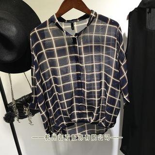 Plaid Chiffon Top One Size