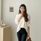 V-neck Knit-panel Dip-back Blouse