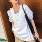 Puff-sleeve Pointelle Tunic